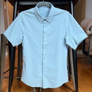 Lululemon Airing Easy Short Sleeve Button Down Shirt - Light Blue